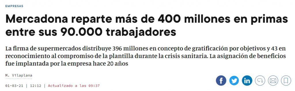 Resumen de las cuentas económicas del FY20 - primas Mercadona