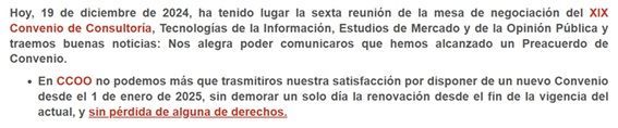 comunicado CCOO XIX convenio consultoria